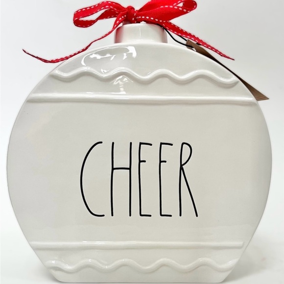 Rae Dunn Christmas CHEER White Large Ceramic Ornament Table Decor - Picture 3 of 9